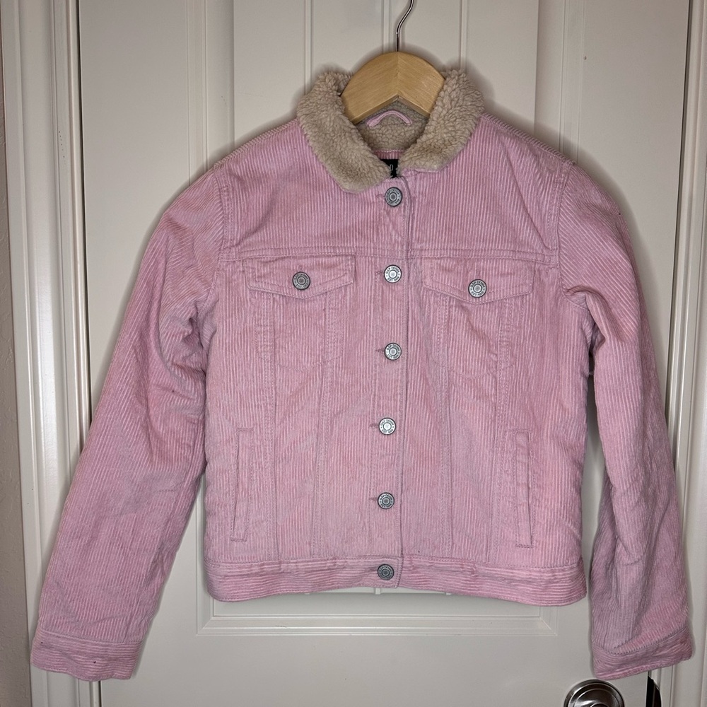 GAP Pink Corduroy Jacket with Faux Fur Collar